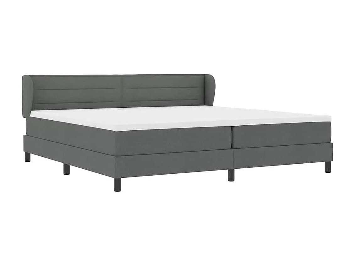 Cadre de lit avec matelas Gris foncé 200 x 200 cm tissu
