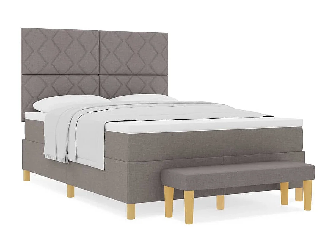 Cadre de lit avec matelas Taupe 160 x 200 cm tissu
