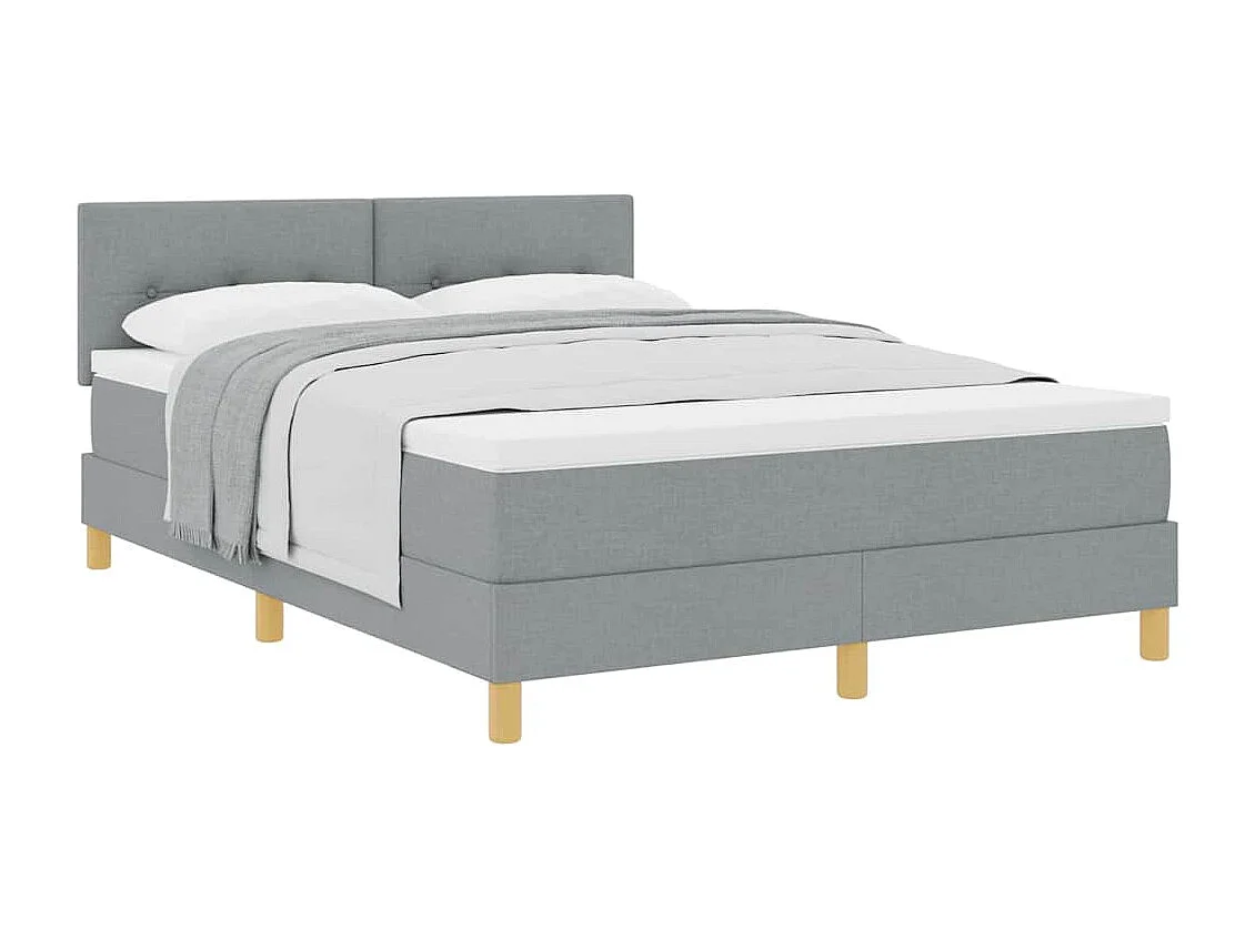 Cadre de lit avec matelas Gris clair 140 x 190 cm tissu