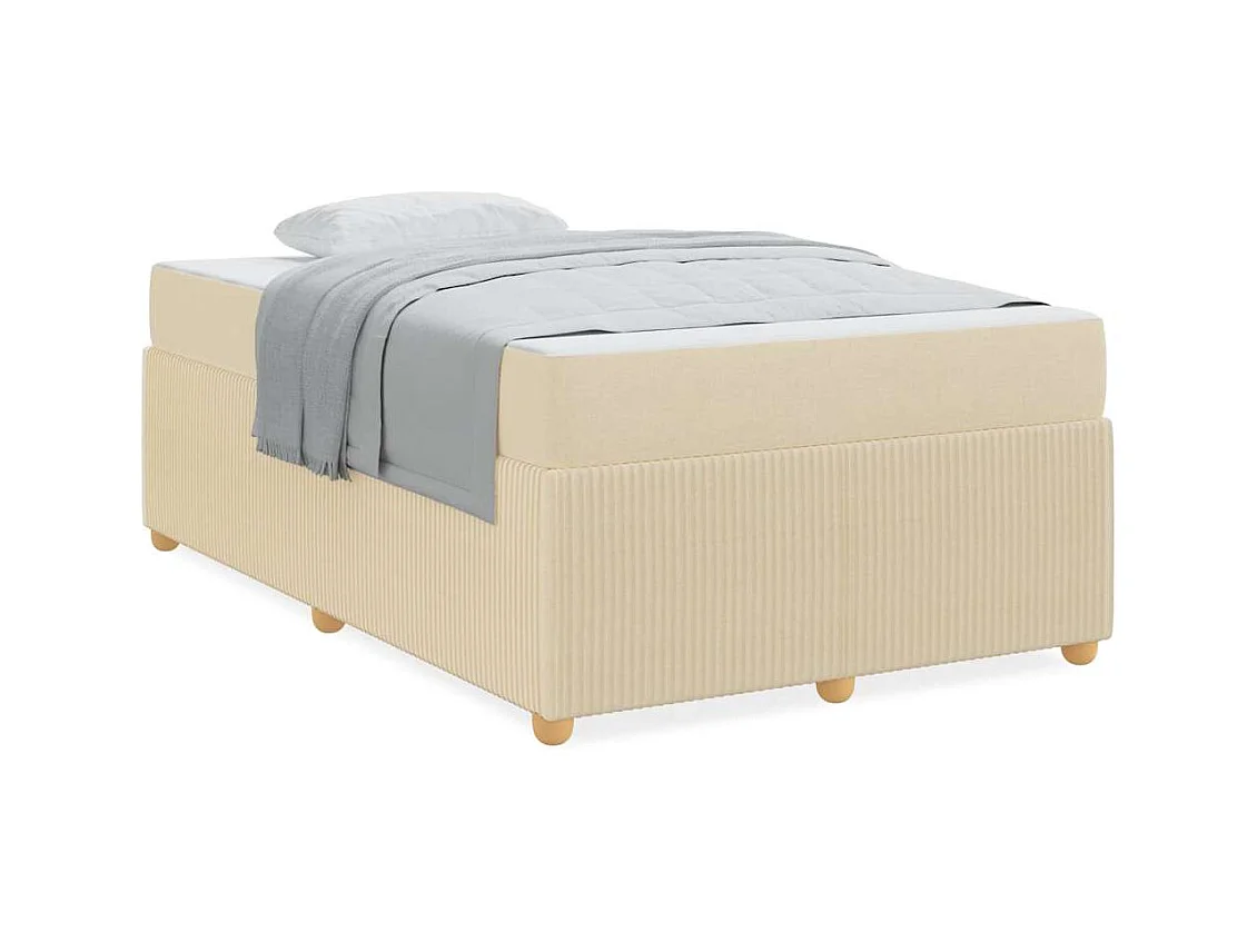 Cadre de lit avec matelas avec matelas Crème 120 x 200 cm tissu