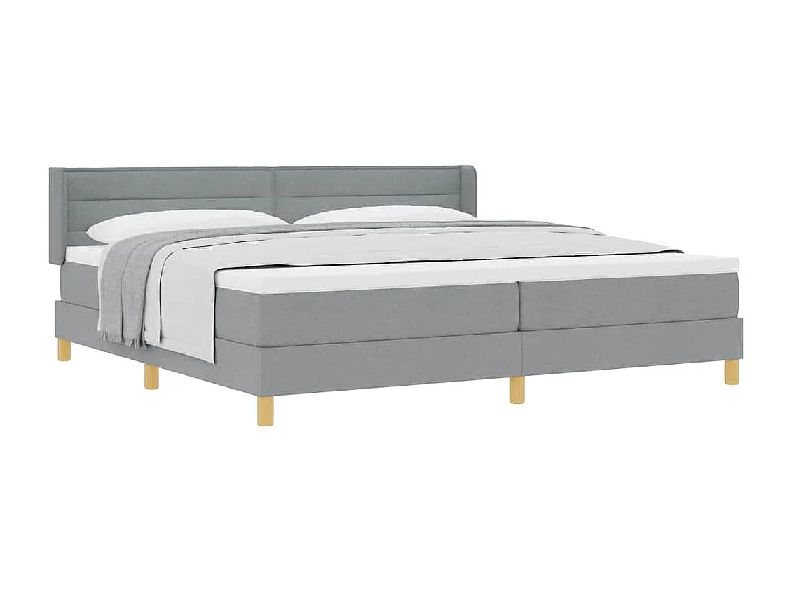 Cadre de lit avec matelas Gris clair 200 x 200 cm tissu