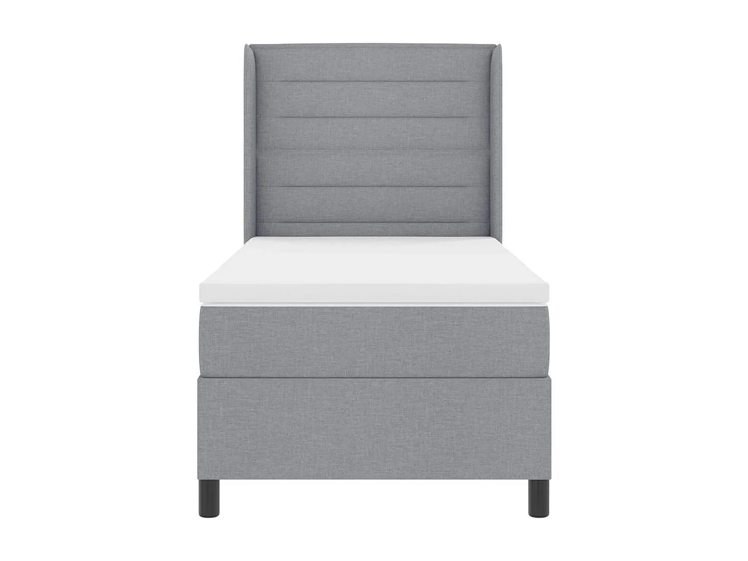 Cama tipo Box Spring con colchón Gris claro 100 x 200 cm tela