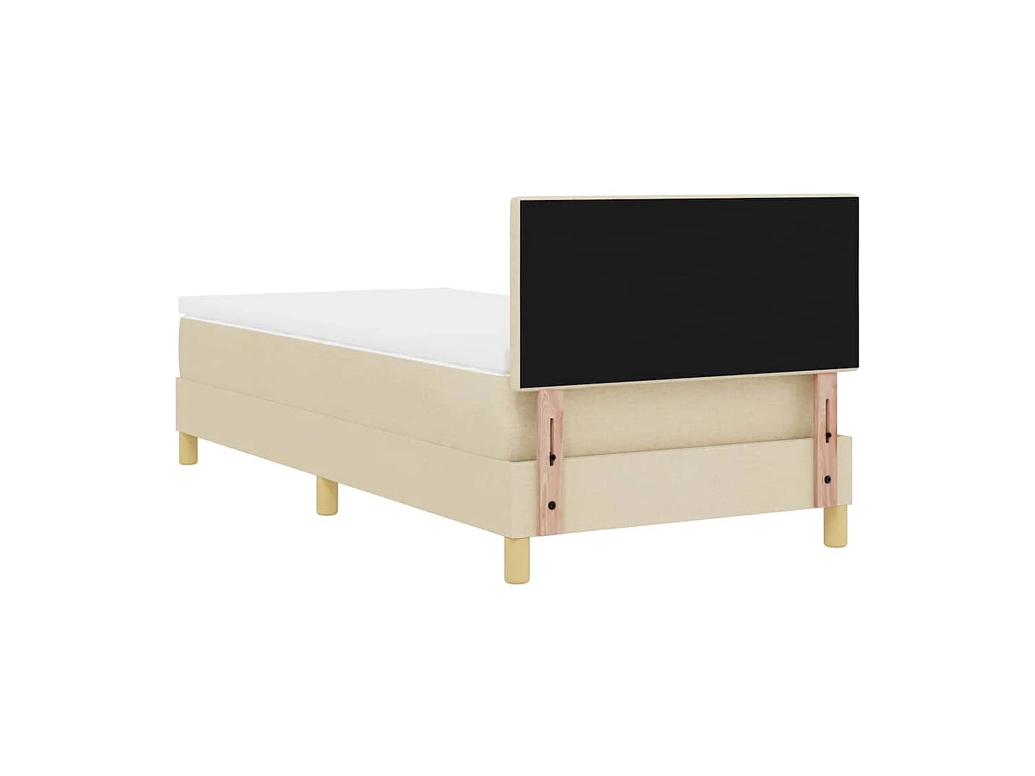 Cadre de lit avec matelas Crème 90 x 190 cm tissu