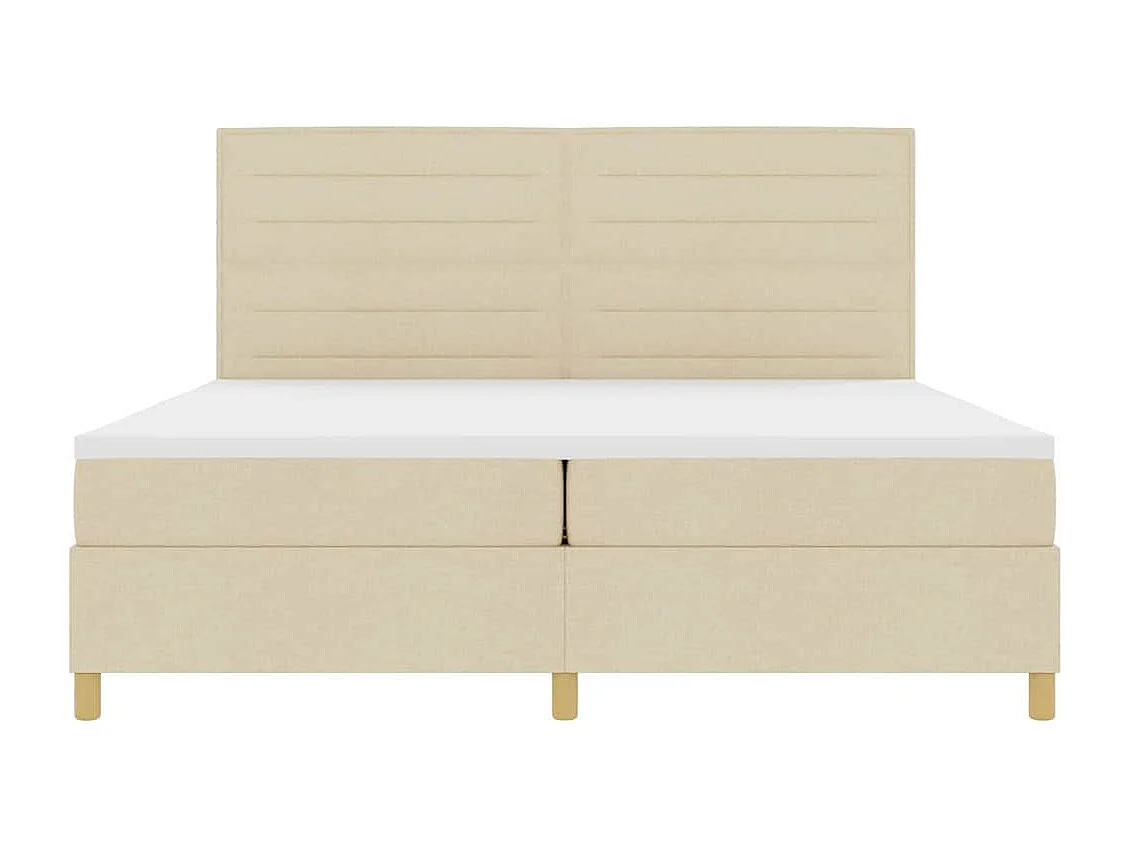 Cama tipo Box Spring con colchón Crema 200 x 200 cm tela