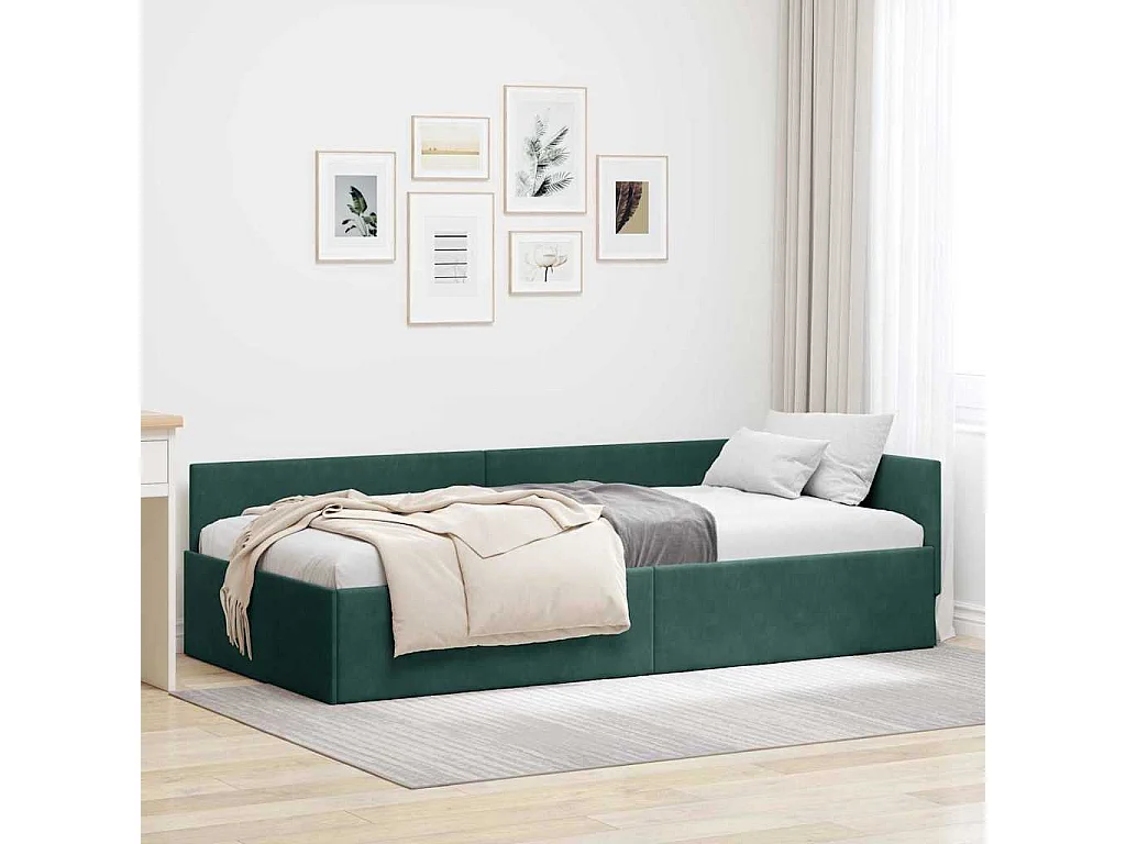 Estrutura de Cama de Canto Outros Verde-escuro 100 x 200 cm