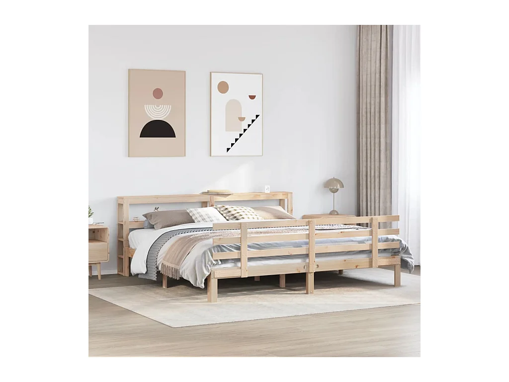 Cadre de lit avec tête de lit sans matelas 200x200 cm
