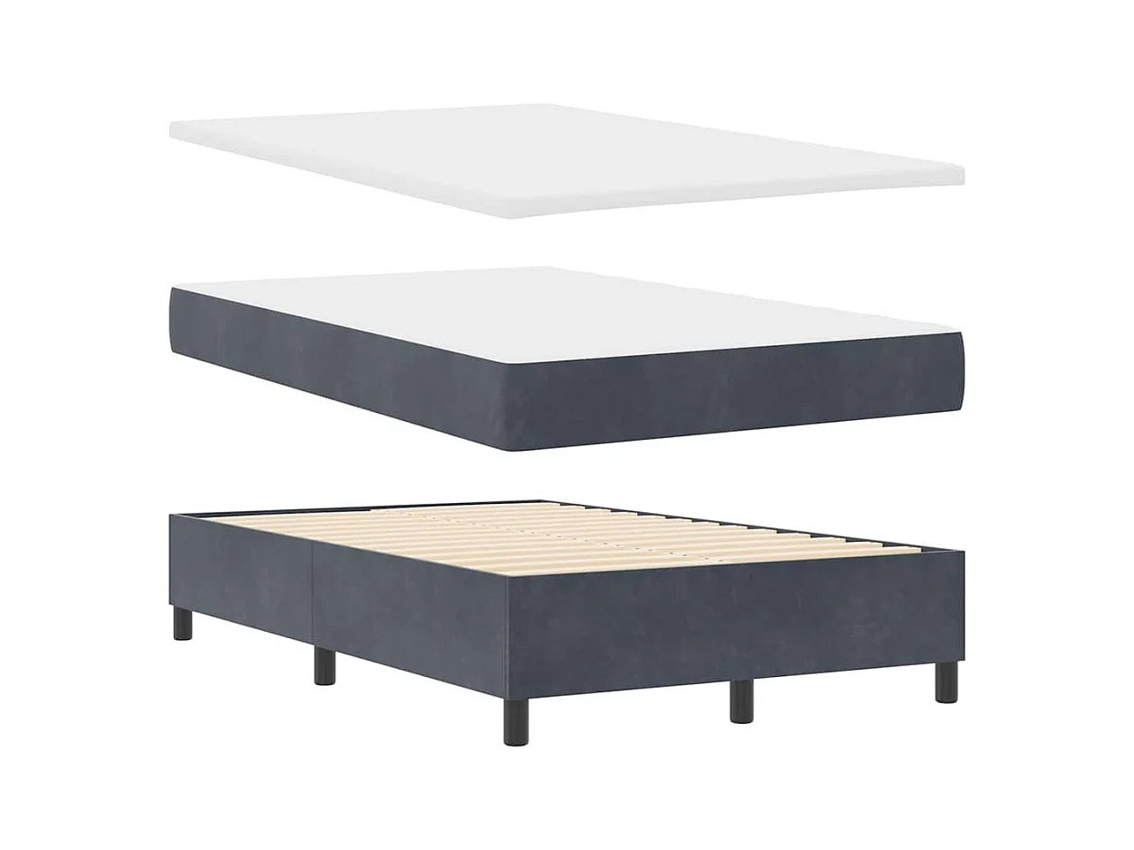 Cadre de lit avec matelas Gris foncé 120 x 190 cm Velours