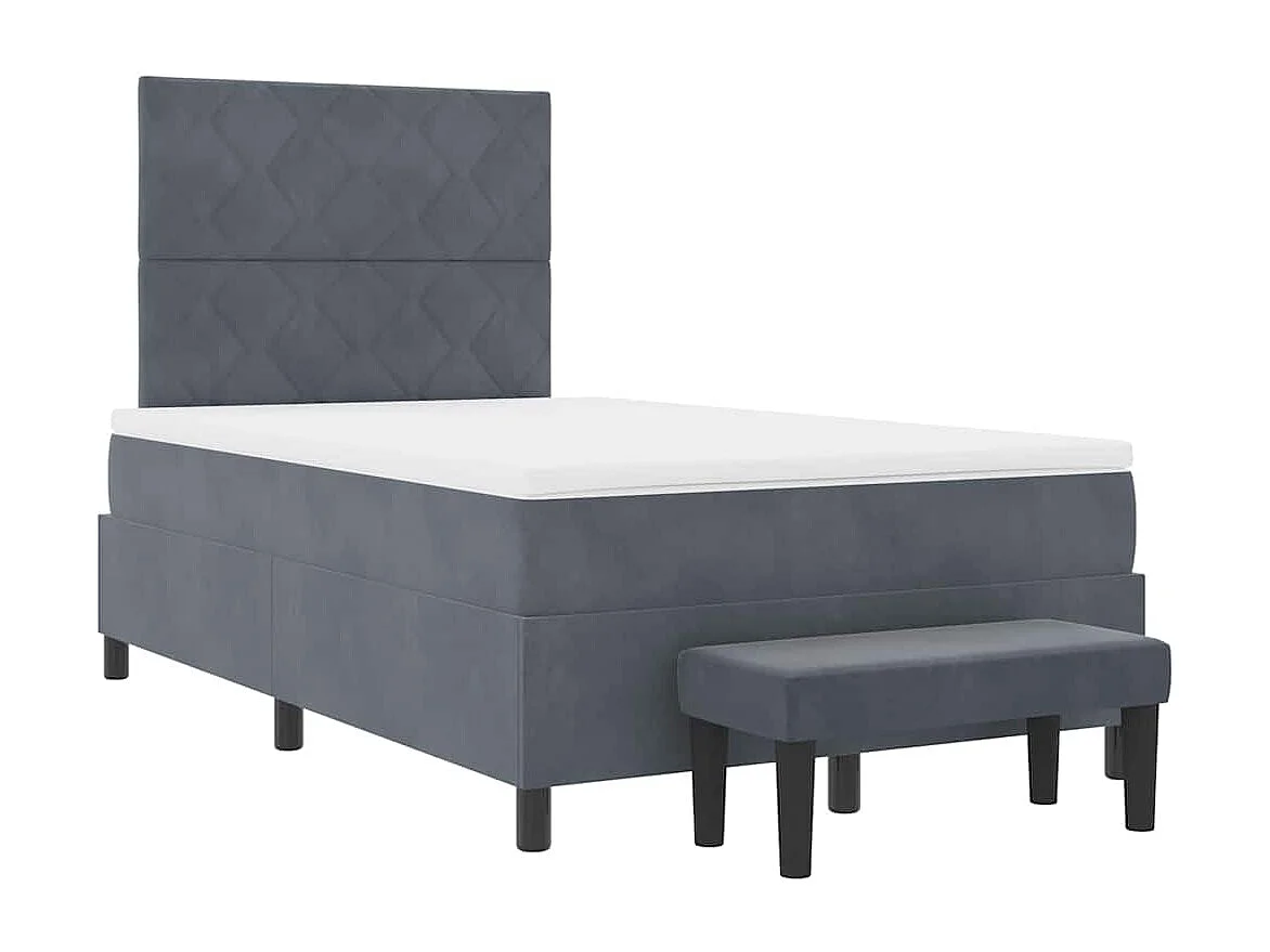 Cadre de lit avec matelas Gris foncé 120 x 190 cm Velours