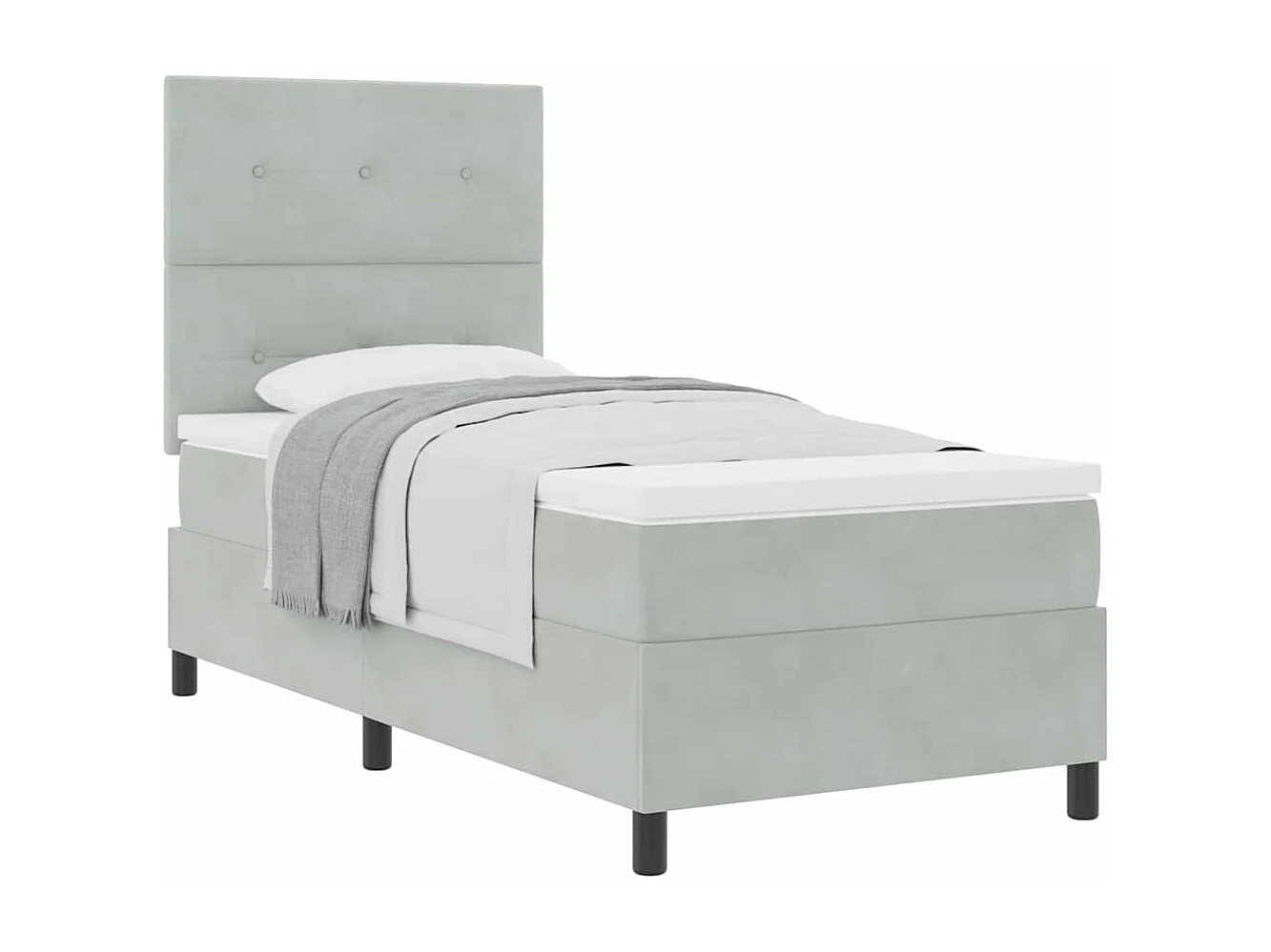 Cama Box com colchão Cinzento-claro 90 x 190 cm Veludo