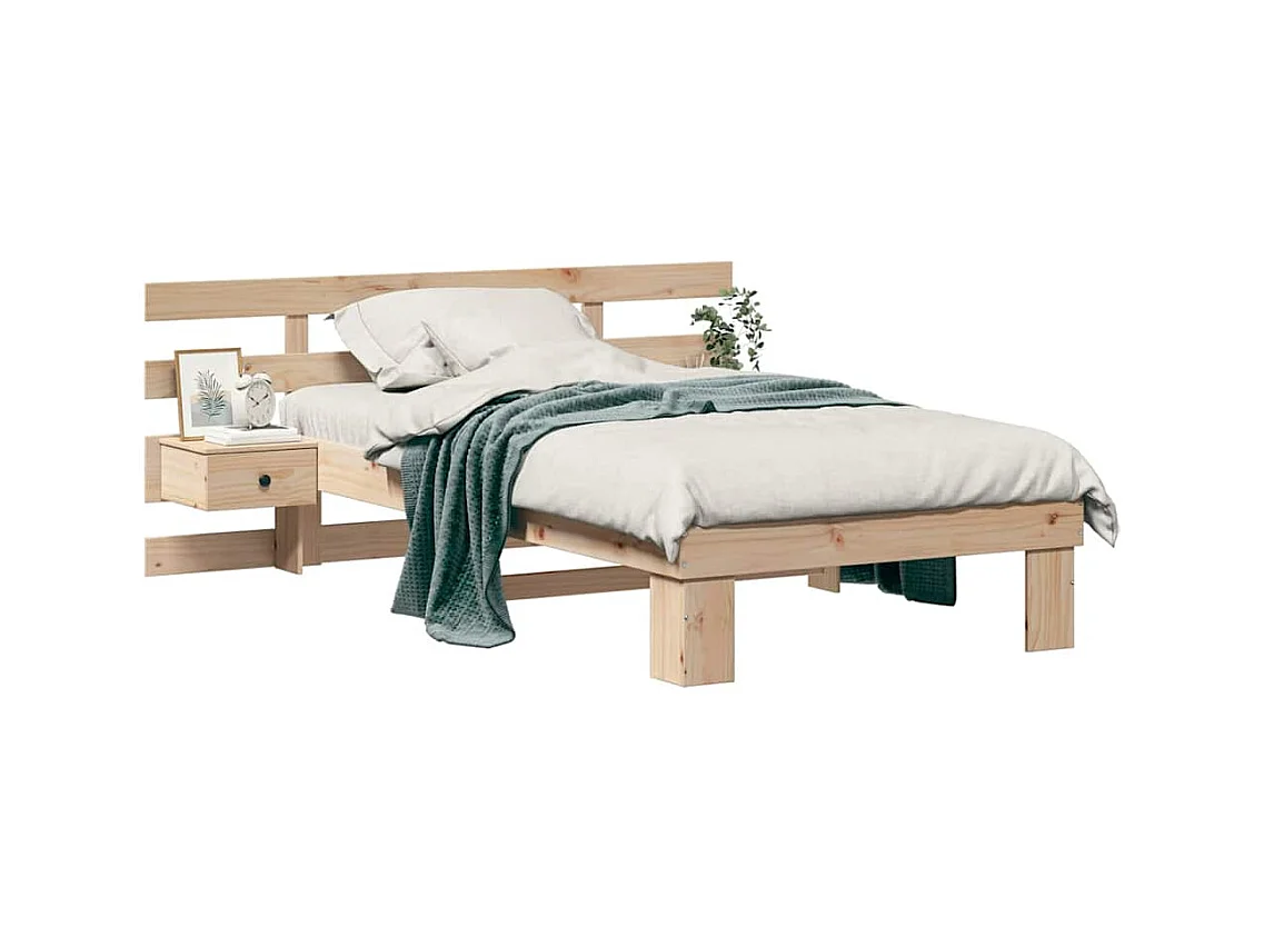 Estructura de cama Marrón 90 x 200 cm Madera maciza de pino