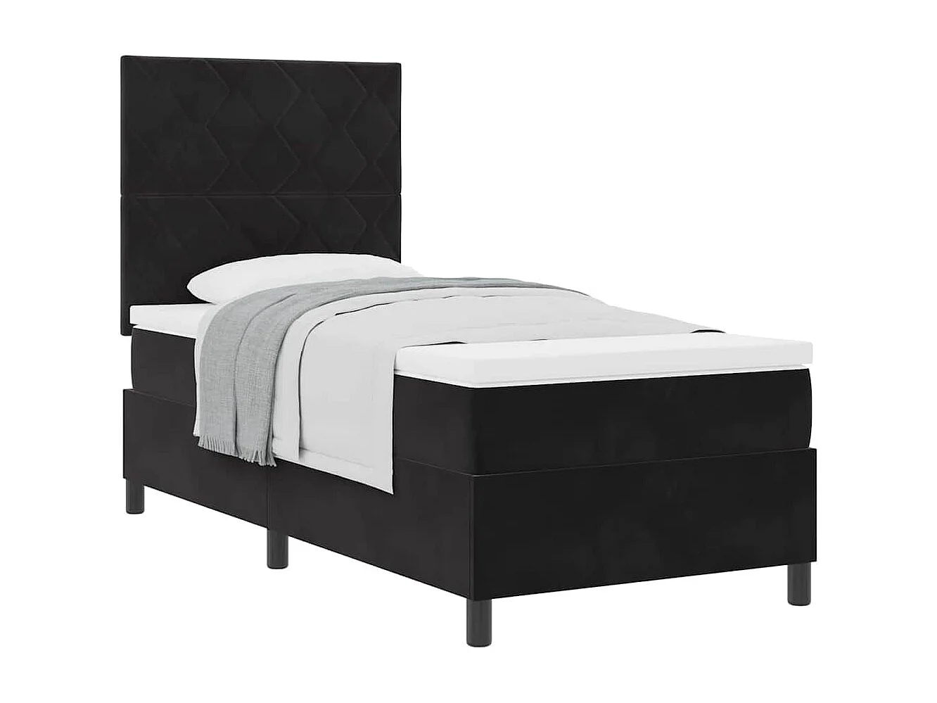 Cadre de lit avec matelas Noir 90 x 190 cm Velours