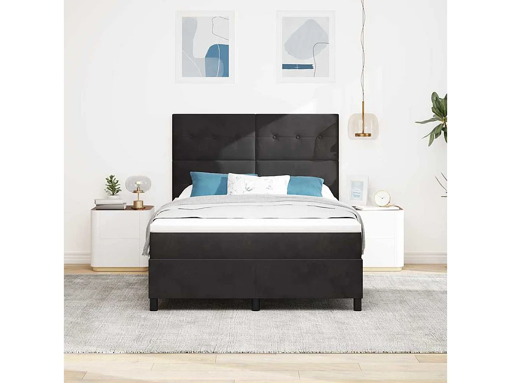 Boxspring bed met matras Zwart 160 x 200 cm Fluweel