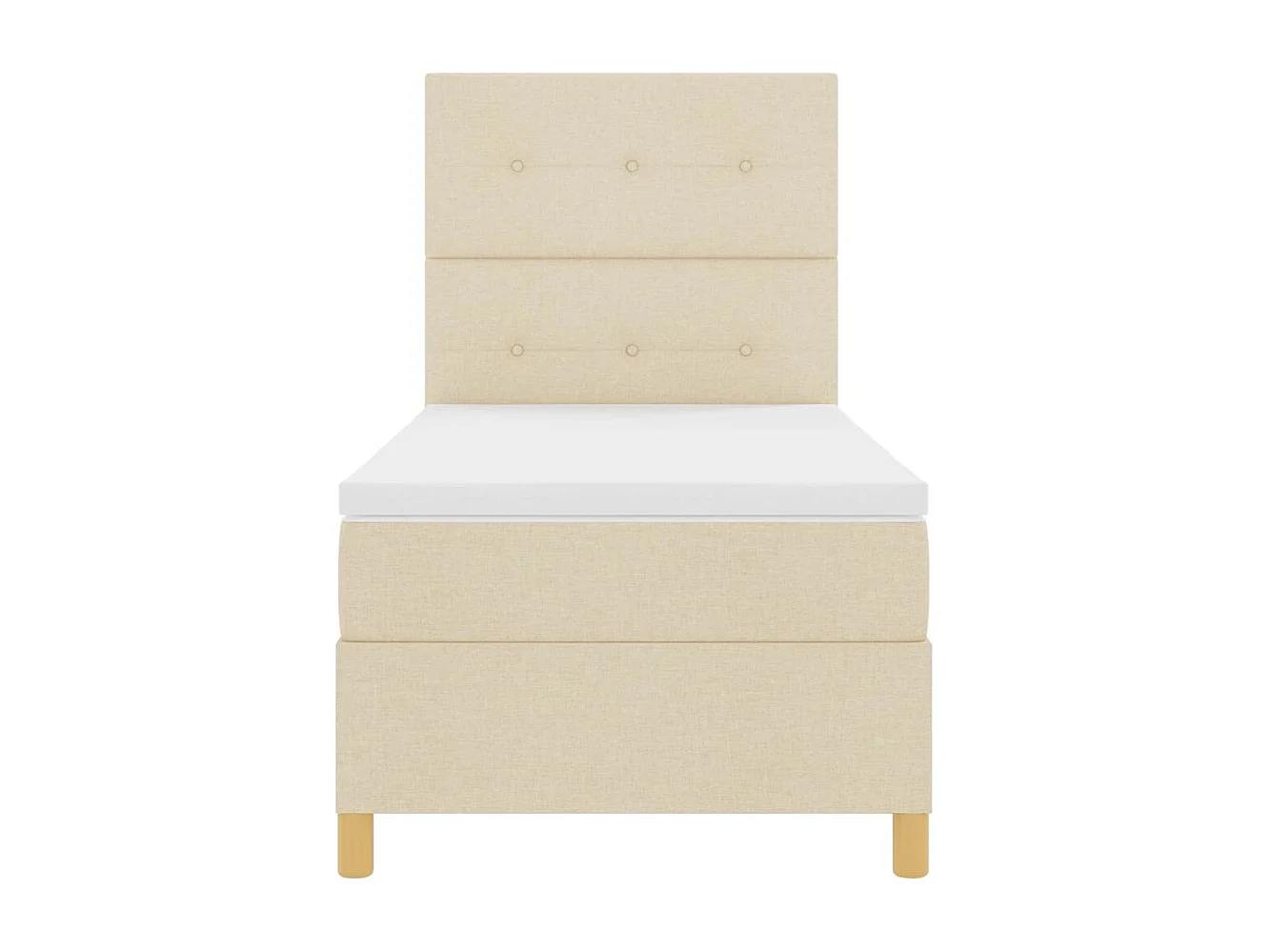 Cama tipo Box Spring con cabecera Crema 90 x 200 cm tela