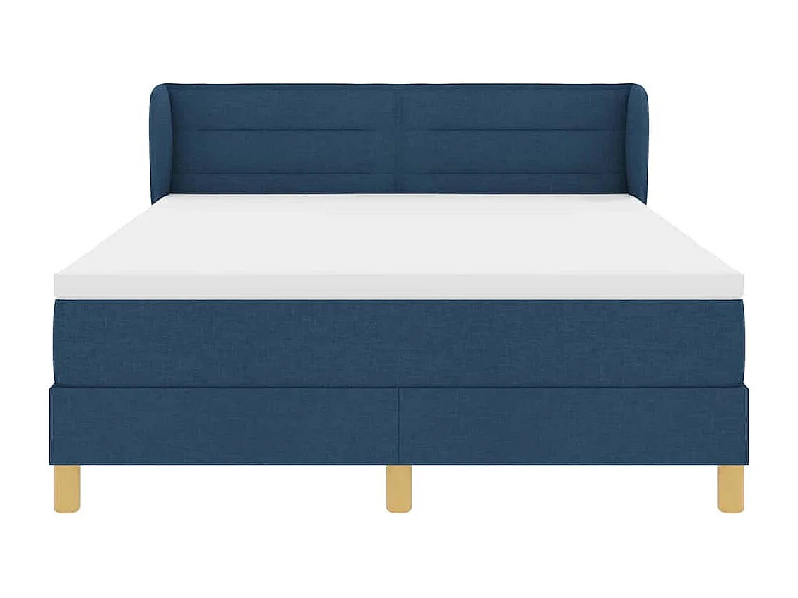 Cadre de lit avec Matelas Crème 90x200 cm Tissu Bleu