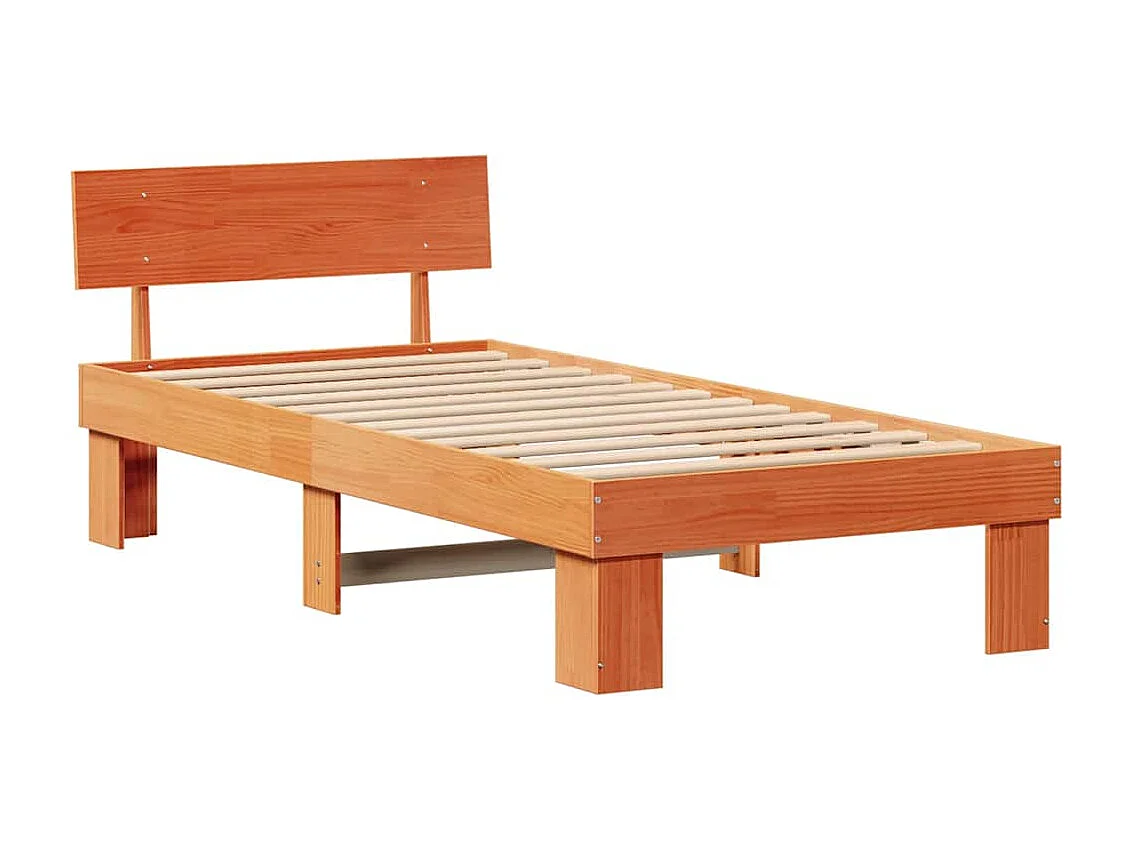 Estructura de cama con cabecera Marrón cera 80 x 200 cm