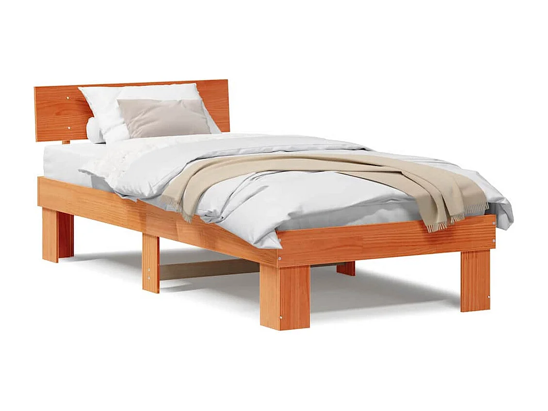 Estructura de cama con cabecera Marrón cera 80 x 200 cm