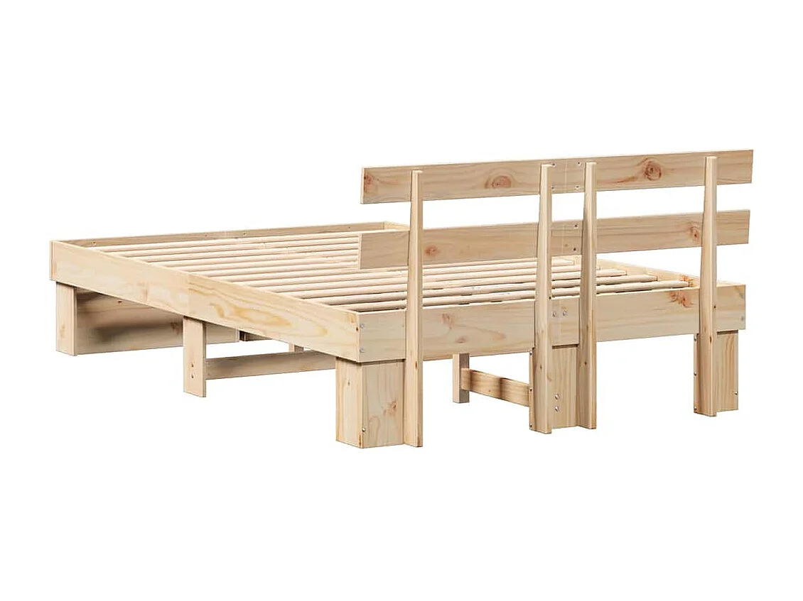 Estructura de cama Marrón 135 x 190 cm Madera maciza de pino