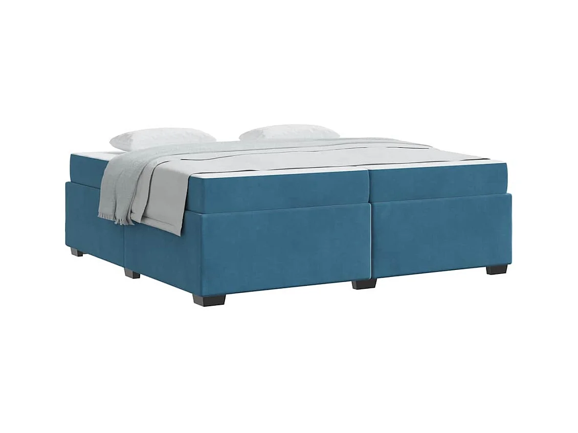 Cadre de lit avec matelas Bleu foncé 200 x 200 cm Velours