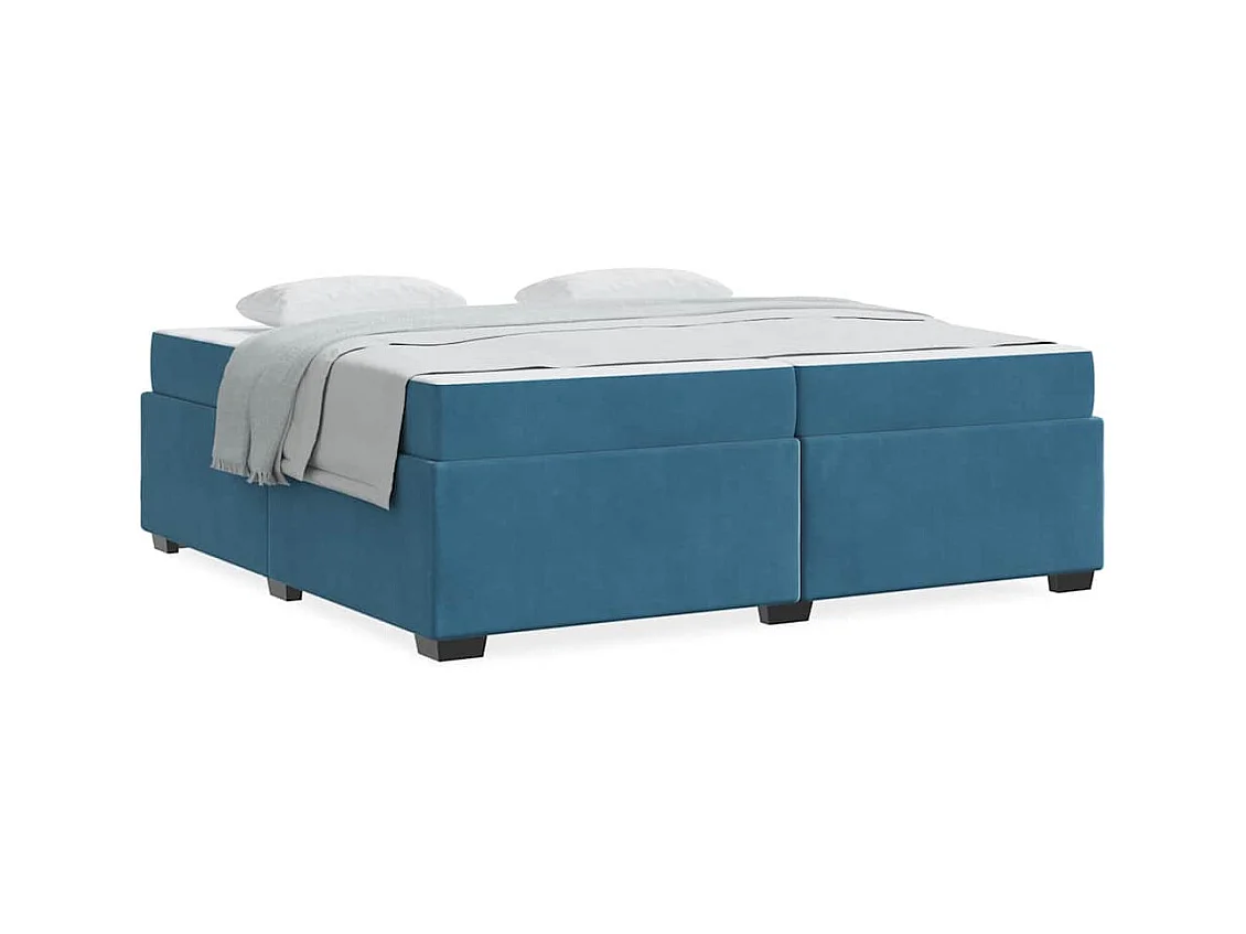 Cadre de lit avec matelas Bleu foncé 200 x 200 cm Velours