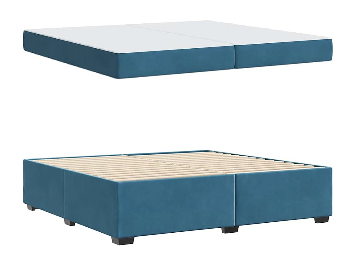 Cadre de lit avec matelas Bleu foncé 200 x 200 cm Velours