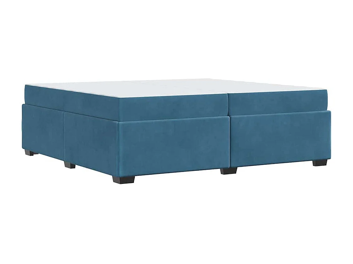 Cadre de lit avec matelas Bleu foncé 200 x 200 cm Velours