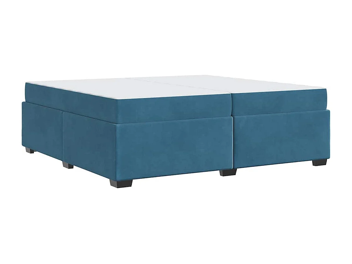 Cadre de lit avec matelas Bleu foncé 200 x 200 cm Velours