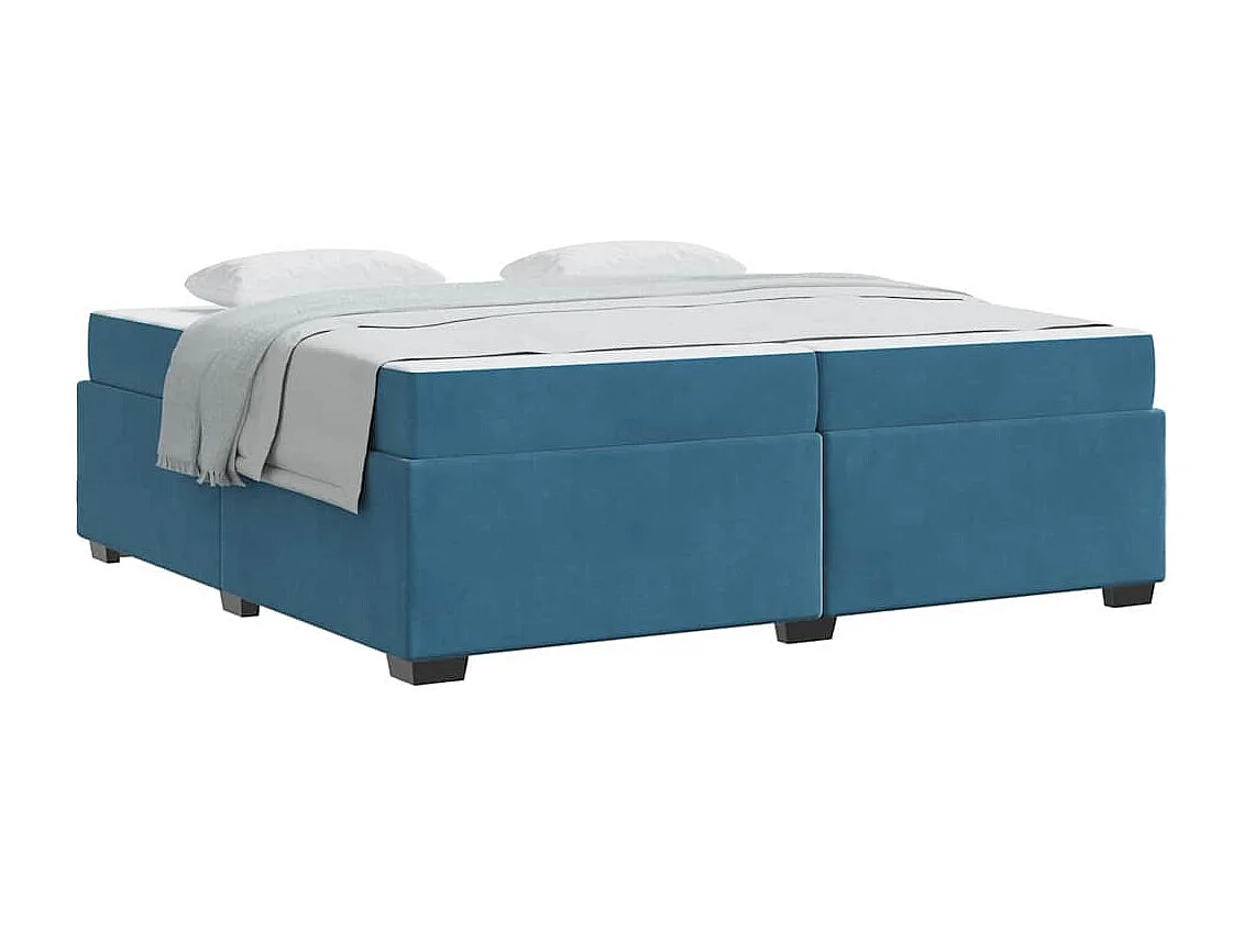 Cadre de lit avec matelas Bleu foncé 200 x 200 cm Velours
