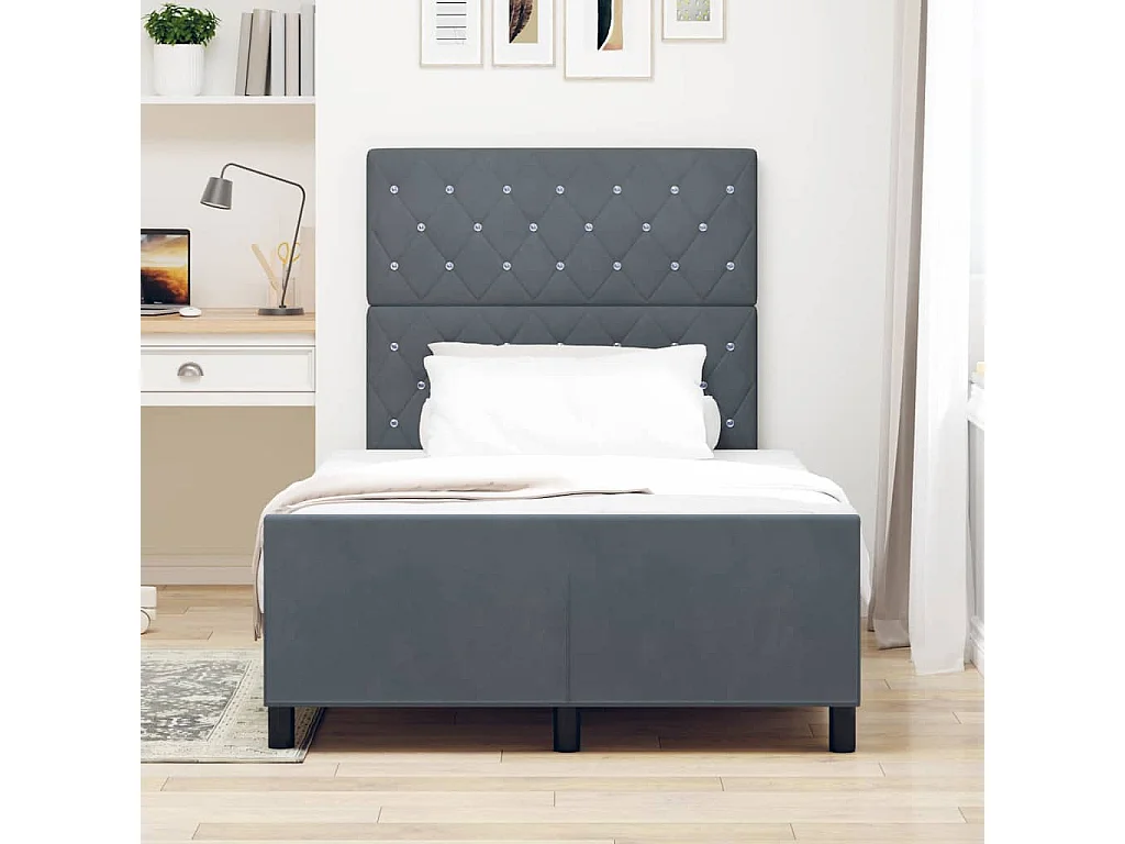 Bedframe met hoofdeinde Donkergrijs 120 x 200 cm Fluweel