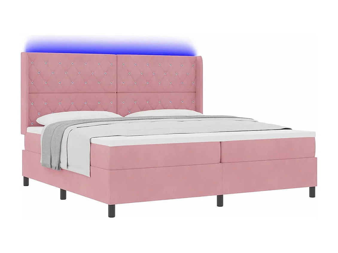 Cadre de lit avec Matelas LED Rose 200 x 200 cm Velours
