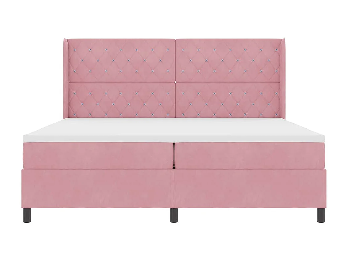 Cadre de lit avec Matelas LED Rose 200 x 200 cm Velours