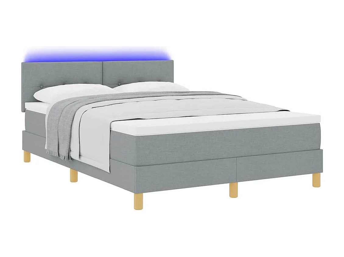 Cama tipo Box Spring con colchón Gris claro 140 x 200 cm tela