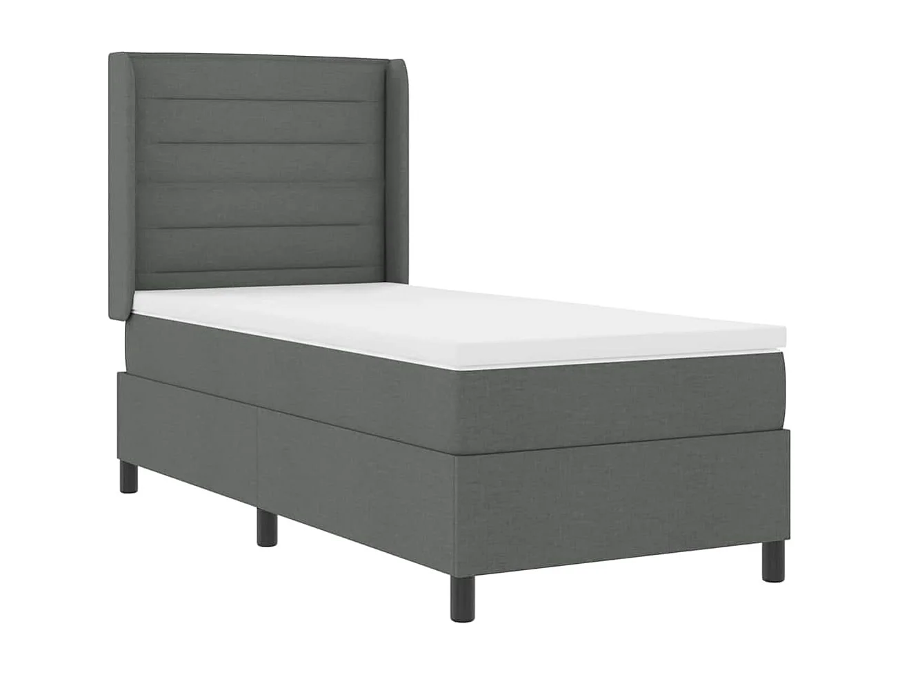 Cadre de lit avec matelas Gris foncé 90 x 190 cm tissu