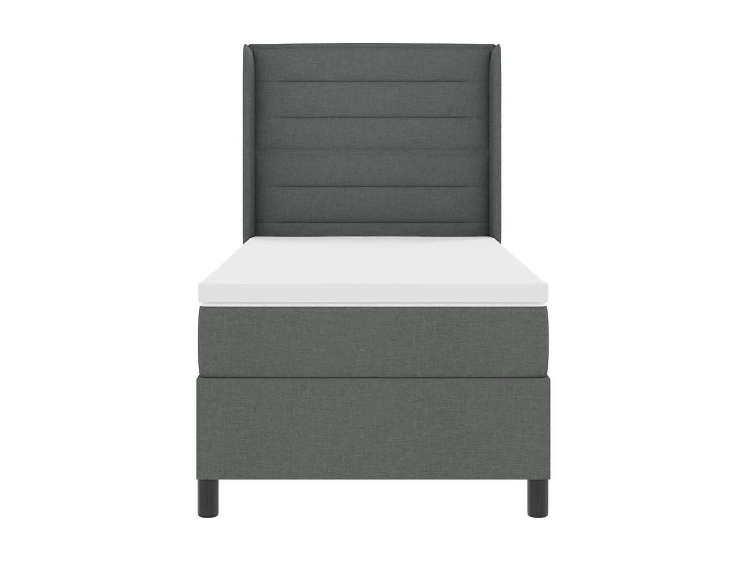 Cadre de lit avec matelas Gris foncé 90 x 190 cm tissu