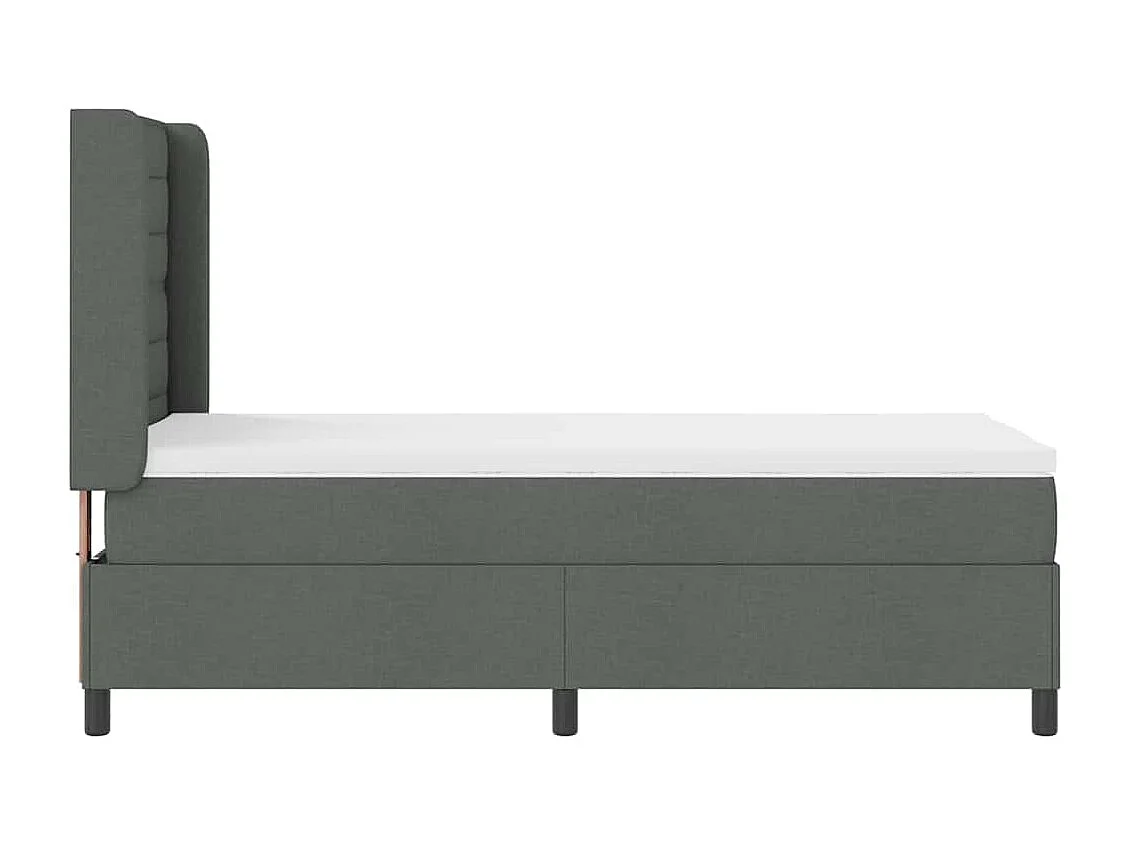 Cadre de lit avec matelas Gris foncé 90 x 190 cm tissu