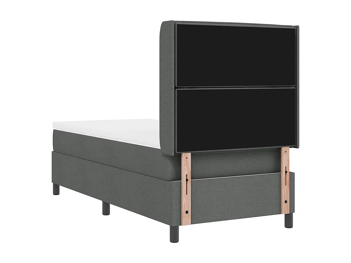 Cadre de lit avec matelas Gris foncé 90 x 190 cm tissu