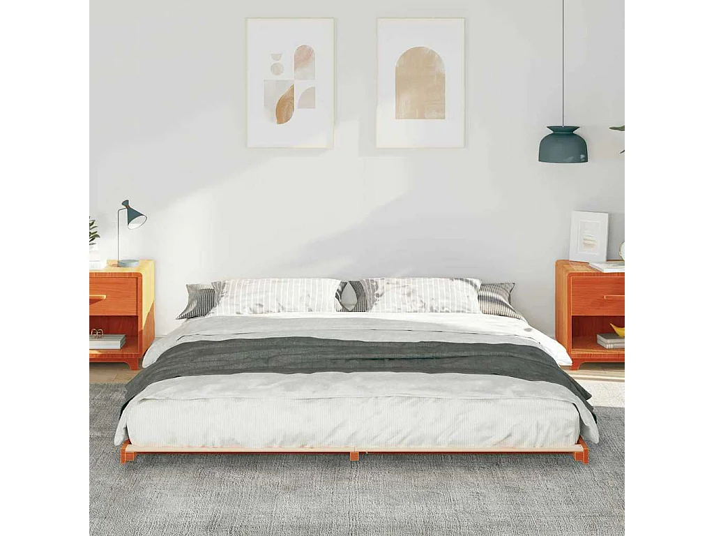 Estructura de cama Marrón cera 200 x 210 cm