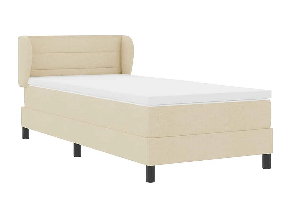 Cama box spring con colchón con colchón Crema 80 x 200 cm tela