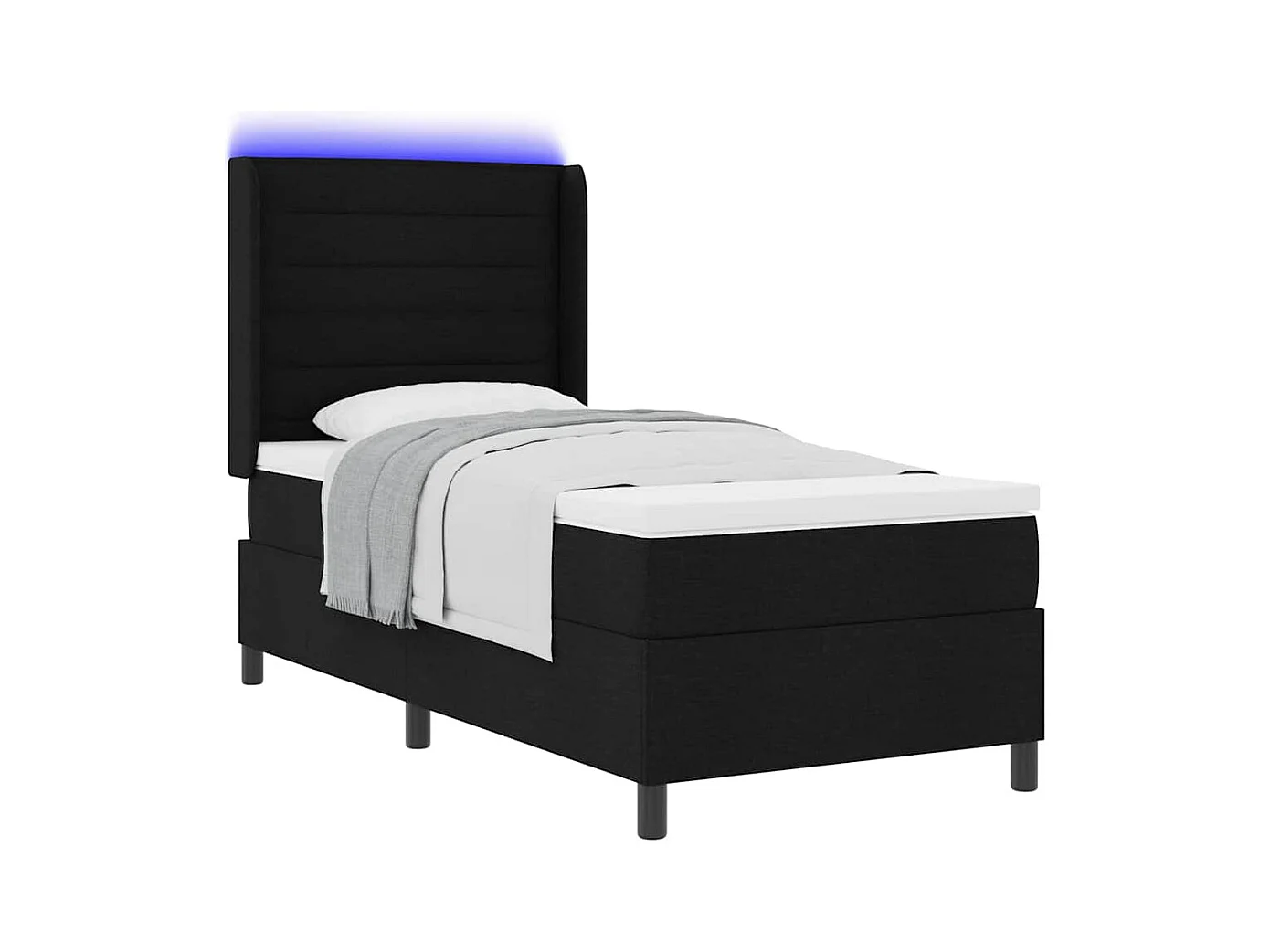 Cadre de lit avec matelas Noir 100 x 200 cm tissu