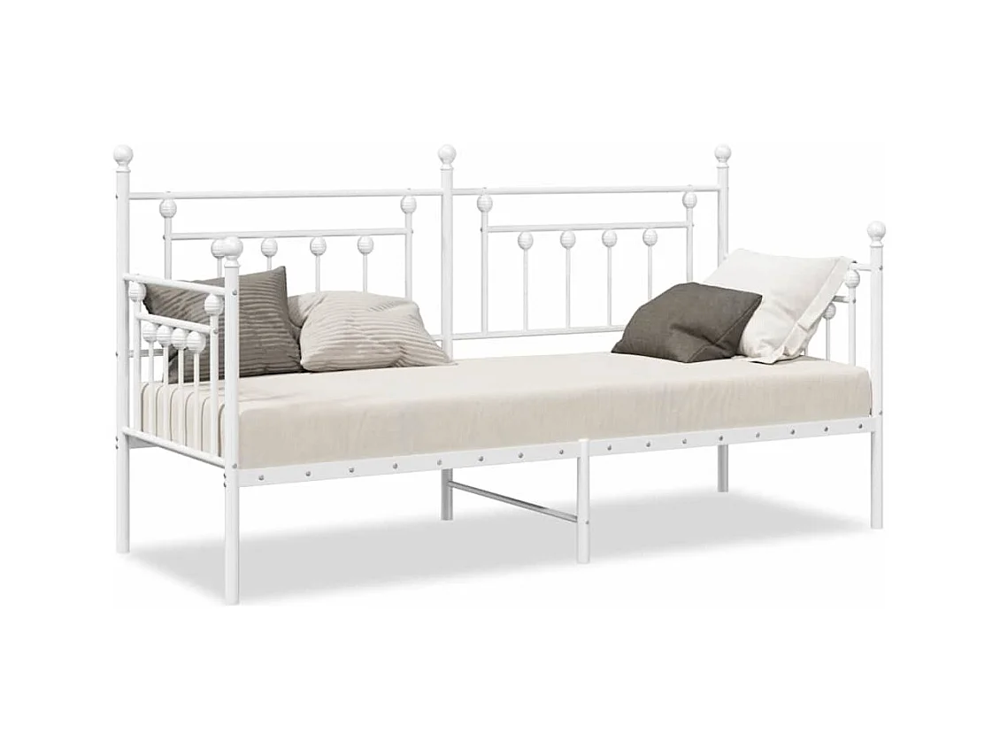 Cadre de lit de jour avec tête de lit Blanc 80 x 200 cm Acier