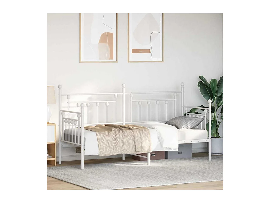 Cadre de lit de jour avec tête de lit Blanc 80 x 200 cm Acier