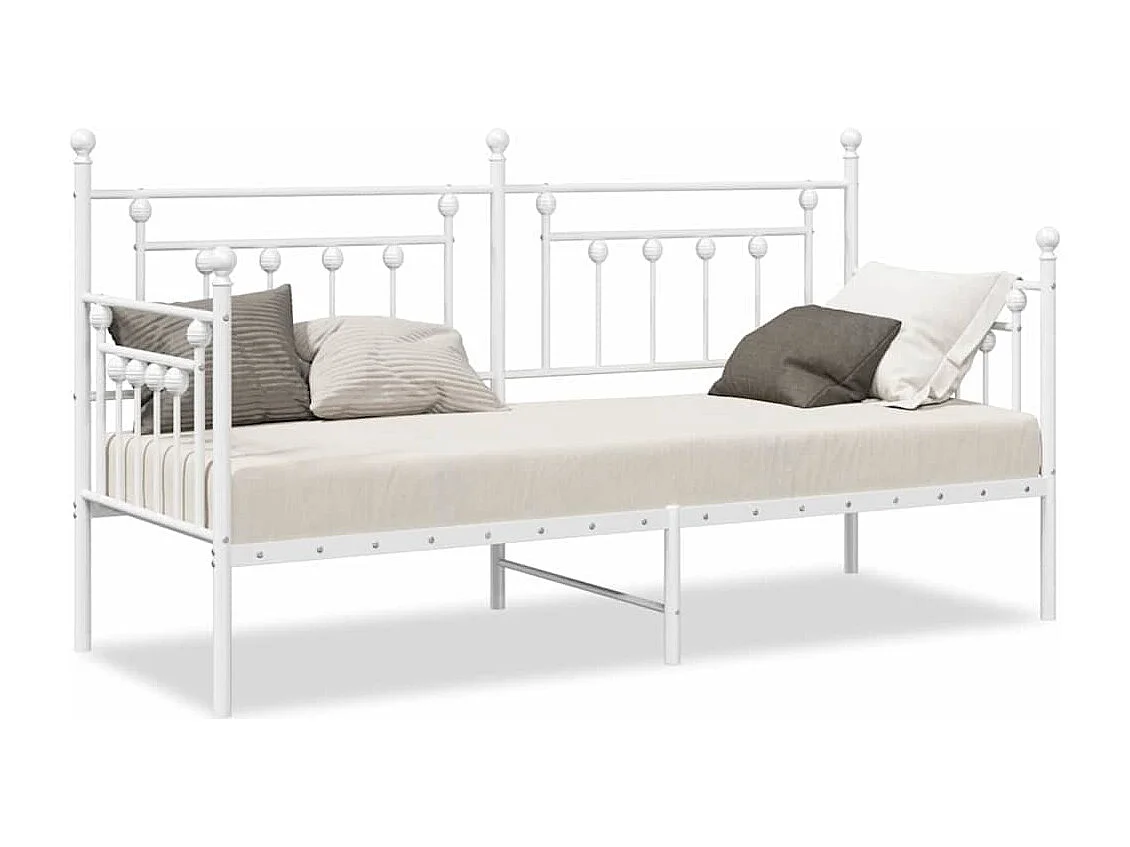 Cadre de lit de jour avec tête de lit Blanc 80 x 200 cm Acier