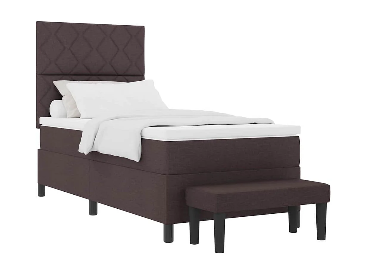 Cama tipo Box Spring Marrón Oscuro 100 x 200 cm tela