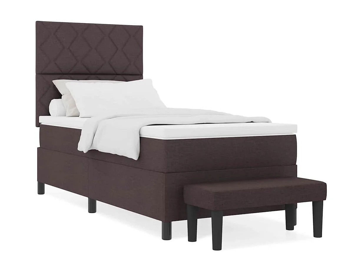 Cama tipo Box Spring Marrón Oscuro 100 x 200 cm tela