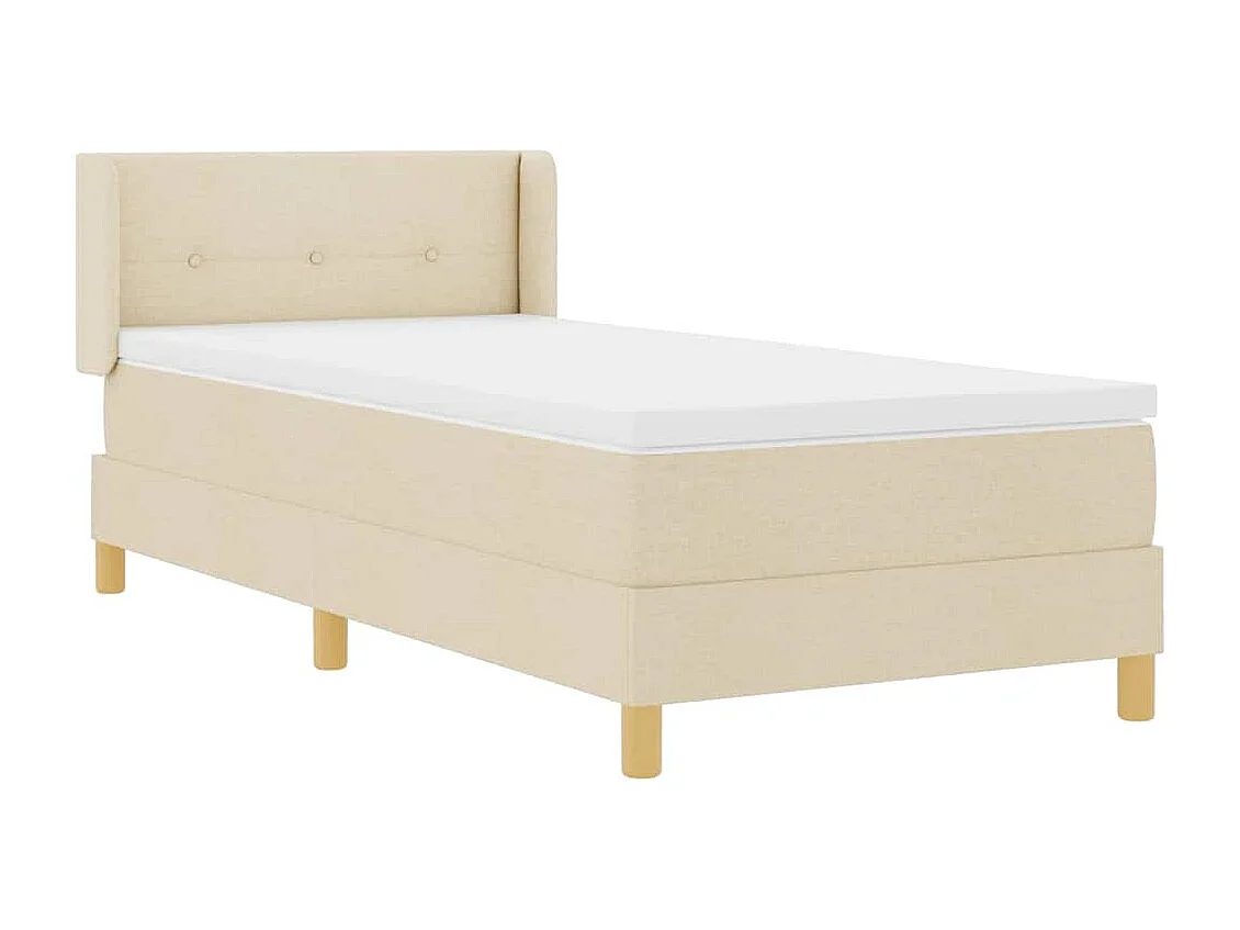 Cama com Estrado com colchão Creme 90 x 190 cm tecido