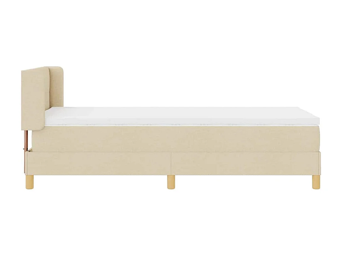 Cama com Estrado com colchão Creme 90 x 190 cm tecido