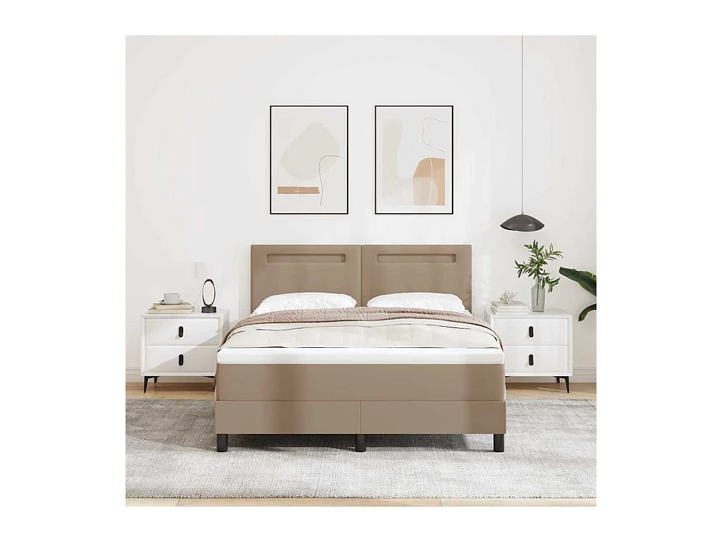 Cadre de Lit avec Matelas Cappuccino 140 x 190 cm Faux cuir