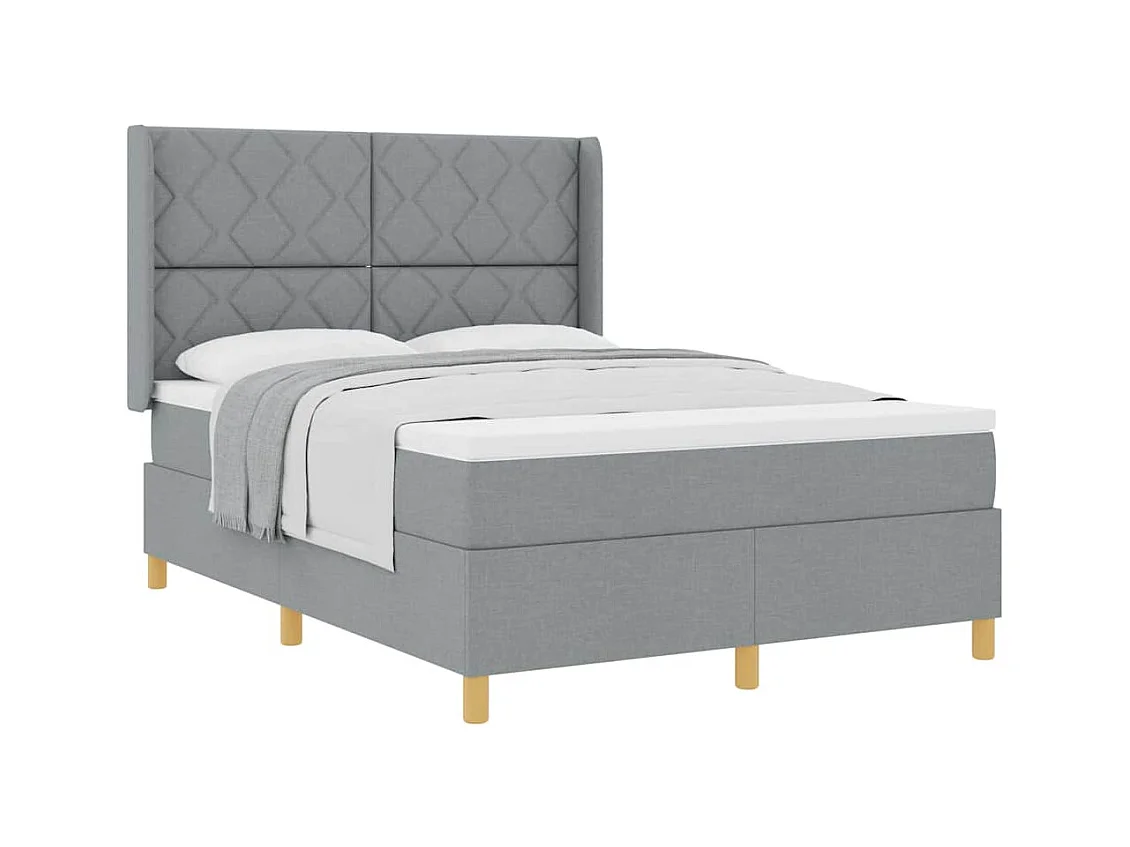 Cadre de lit avec matelas Gris clair 140 x 200 cm tissu