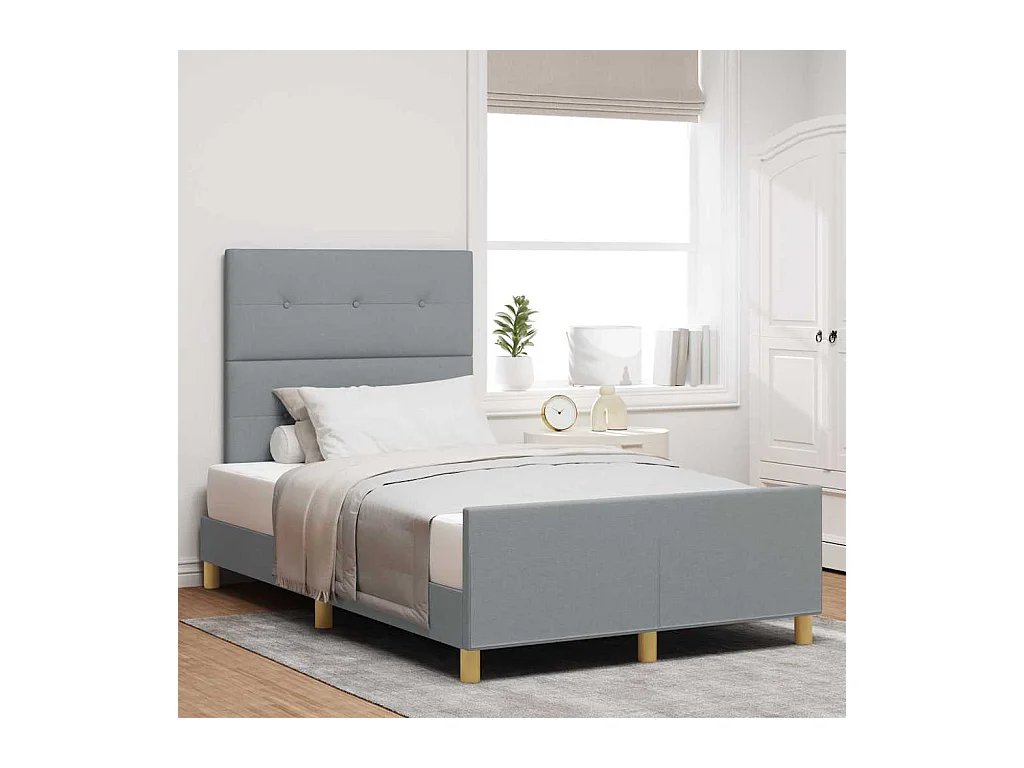 Bedframe met hoofdeinde Lichtgrijs 120 x 200 cm Stof