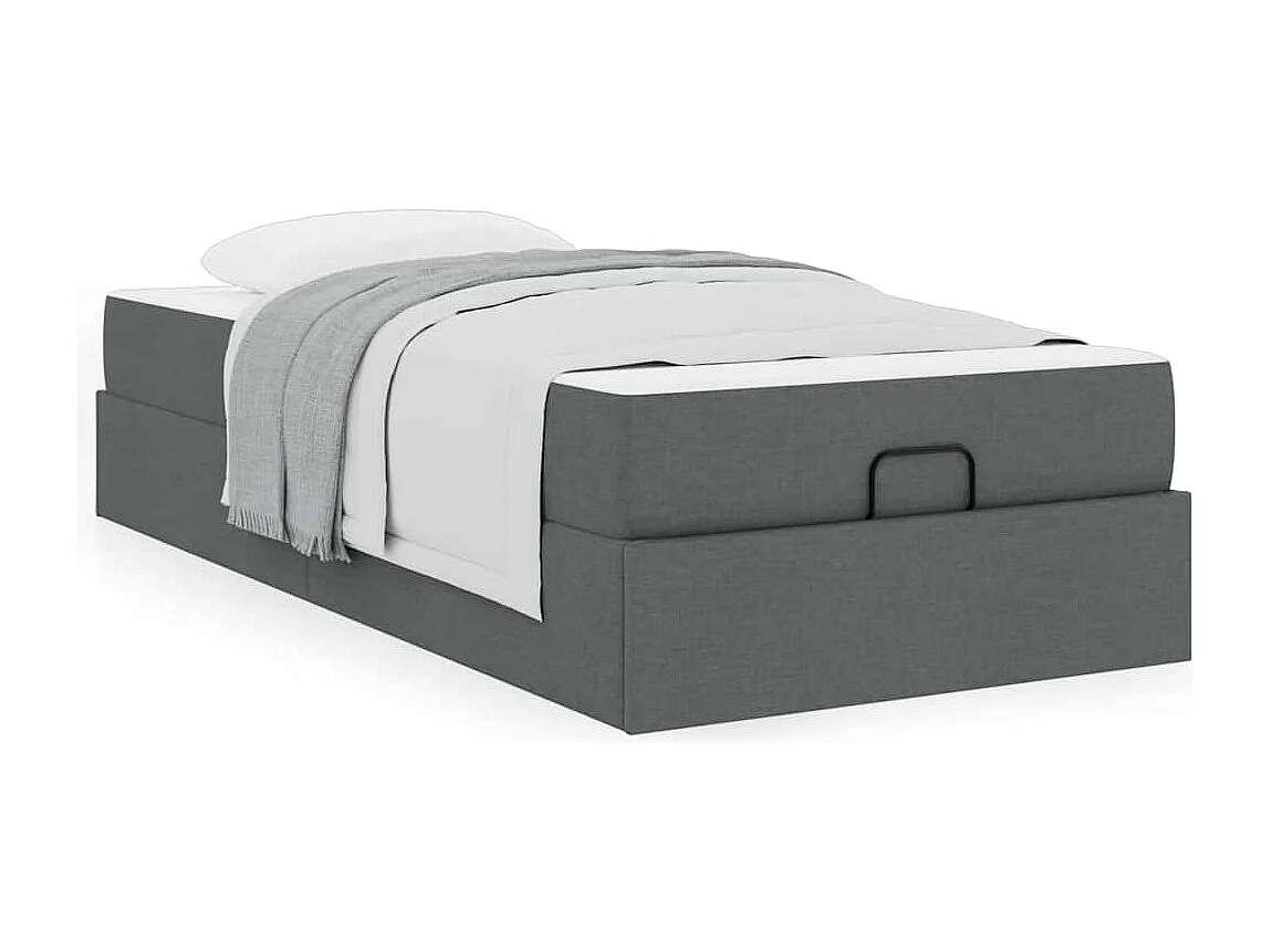 Cadre de lit avec matelas Gris foncé 80 x 200 cm tissu