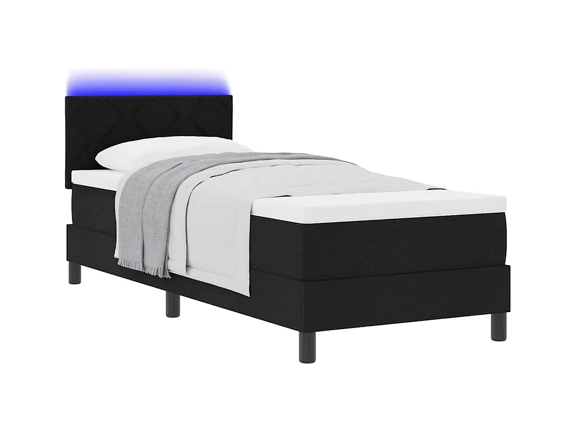 Cadre de lit avec matelas Noir 80 x 200 cm tissu